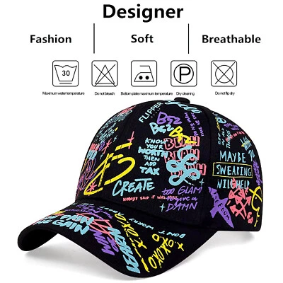 3K FASHION Graffiti Style Basecap Basecaps Base Cap Vintage Schwarz Schwarz Blau Lila NEU