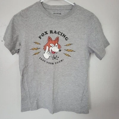 Fox Racing Boys Youth Medium Grey Short Sleeve Graphic Tee T-shirt Pun - Image 1 of 3