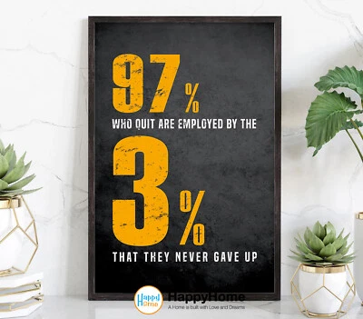 97% Quién renunció arte cita motivacional arte de pared inspirador lienzo decoración de oficina Foto 1 de 4