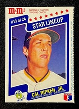 1987 Cal Ripken Jr M&M Star Line Up Card Number 13/24 