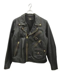 RRL Ralph Lauren Motorcycle Jacket Biker Leather Size L Vintage Black JAPAN - Picture 1 of 10