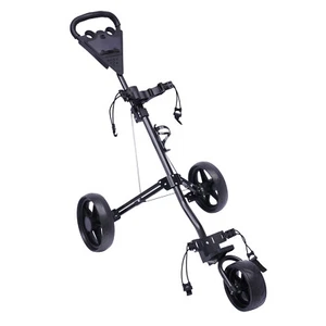 3 Wheel Golf Push Cart Golf Trolley Folding Lightweight Golf Bag Pull Cart - Picture 1 of 24