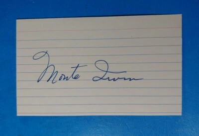 MONTE IRVIN AUTOGRAPHED SIGNED INDEX CARD HOF MLB - Image 1 of 2