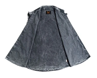 Camisa de verano premium de algodón gris lavado a la piedra para hombre sin mangas para montar Foto 1 de 4