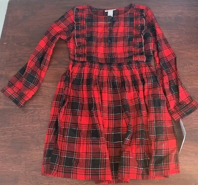 Cat & Jack Girls' red/black/silver Plaid Shine Long Sleeve Woven Dress - Image 1 of 2