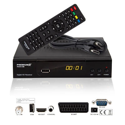 PremiumX 521 SAT HD TV Receiver DVB-S2 USB SCART HDMI Satellitenreceiver FullHD - Bild 1 von 4