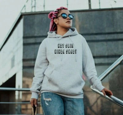 Not slim kinda shady Ladies hoodie printed slogan unisex cute trendy hooded top - Image 1 of 4
