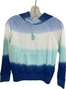 Polo Ralph Lauren Boys Girls Hoodie Blue Tie Dye Big Pony Size M (8/10) - Picture 1 of 5