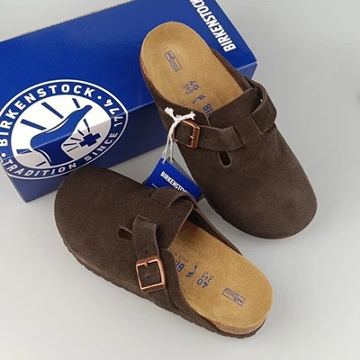 Birkenstock Boston Mocha Suede Leather Soft Footbed Clog Women's and Men's shoes - Image 1 of 4