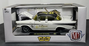M2 Machines 1957 Chevrolet 210 Hardtop Weiand White Die Cast Car R87 1:24 NIB - Picture 1 of 6