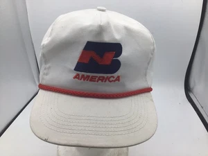 Vintage Burlington Northern White Rope Trucker Snapback Hat Cap L2 - Picture 1 of 5
