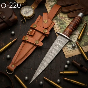 14" ARKANSAS TOOTHPICK DAGGER, CUSTOM MADE DAMASCUS STEEL, ROSE WOOD -O220 - Picture 1 of 11