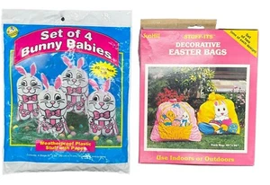 Vintage Set Sunhill Osterhasen Tüten Hase Babys Sachen - Kunststoff Hof Deko - Bild 1 von 9