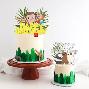 NEW JUNGLE MONKEY THEME NEW HAPPY BIRTHDAY ACRYLIC CAKE TOPPER (1) - Picture 1 of 2