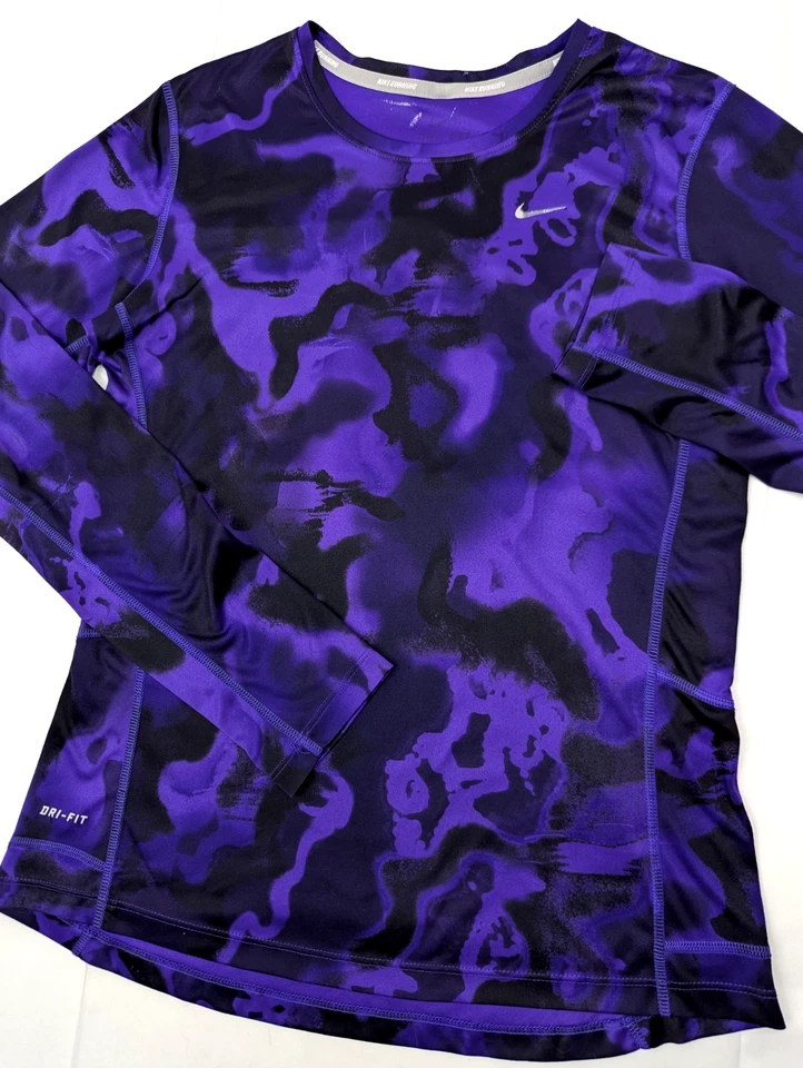 Camisa Nike Miler Running Dri-Fit Mármol Púrpura/Negro, Mujer Pequeña, Suave Compresión Foto 1 de 4