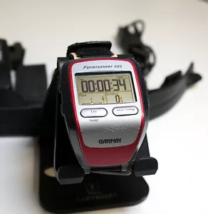 Garmin Forerunner 305 OROLOGIO FUNZIONANTE CINTURINO PETTO VELCO CINTURINO DA POLSO - BATTERIA NUOVA - Foto 1 di 10