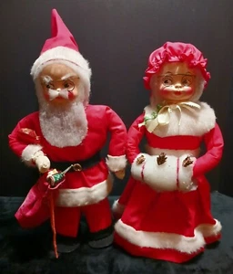 Vintage Mr & Mrs Santa Clause Handmade Dish Soap Bottle Figures Christmas 13" - Picture 1 of 16