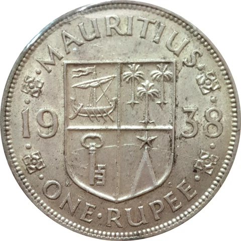 Mauritius 1938 1 Rupee Silver Coin George VI British Colony Cover