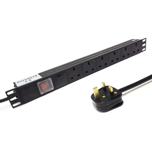 1U 19" Rack Mount PDU Power Strip. Surge Safe UK Plug to 6 Gang uk Sockets Mains - Zdjęcie 1 z 1