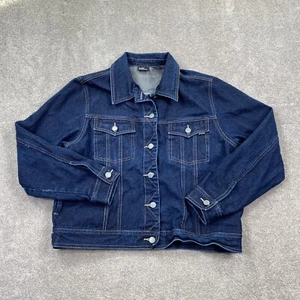 NYC New York & Company Jeans Button Up Trucker Jacket Women's Size L Dark Blue - Picture 1 of 11
