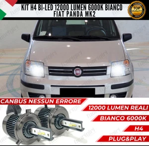 KIT LED H4 PER FIAT PANDA MK2 II 6000K BIANCO CANBUS 12000 LUMEN BI-LED NO ERROR - Imagen 1 de 12
