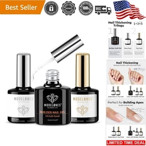 Builder Nail Gel Kit Clear 3Pcs 0.5oz with Base Top Coat for Home Salon Use - Picture 1 of 9