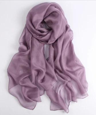 100% Silk large Scarf Women 70x43" Shawl Wrap solid pure color purple JH39-4 - Image 1 of 4