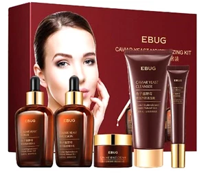 Juego de cuidado de la piel EBUG emulsión de caviar levadura tóner hidratante envejecimiento jabón facial - Imagen 1 de 18