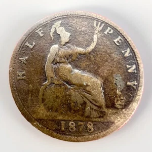 Great Britain 1878 Half Penny - Victoria ! Rare Wide Date! KM#754 5.28gr L246 - Picture 1 of 3