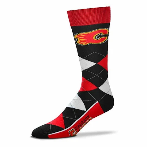 Calgary Flames NHL FBF For Bare Feet Argyle Thin Dress Socks *One Size Fits Most Cover