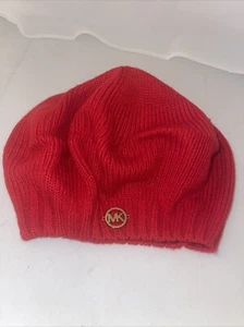 MICHAEL KORS WOMENS CUFFED KNIT BEANIE RED CURRANT - Picture 1 of 3