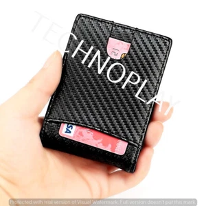 Carbon Leder faltbare Geldbörse Kartenetui RFID NFC Schutz schwarz orange GESCHENKBOX - Bild 1 von 8