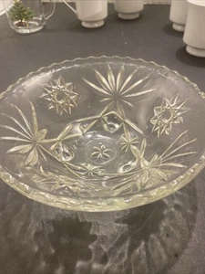 Vintage Crystal Candy Dish Anchor Hocking Prescot 6 3/4 Bowl MJ - Picture 1 of 10
