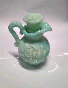 Avon Vintage Marmor Grün Jadeit Karaffe mit Rosen Design - Bild 1 von 2