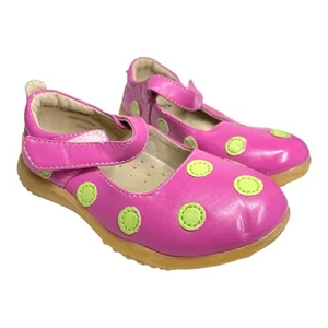 PJS Puddle Jumper Size 9 Pink with Green Dots Childrens Shoes Girls Play Wear - Picture 1 of 8