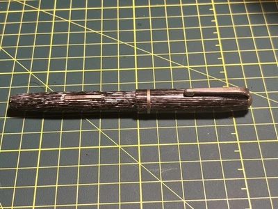 Pluma Estilográfica Galesa De Colección Relleno de Palanca de Celuloide A Rayas ¡Reparado y Funciona! Foto 1 de 4