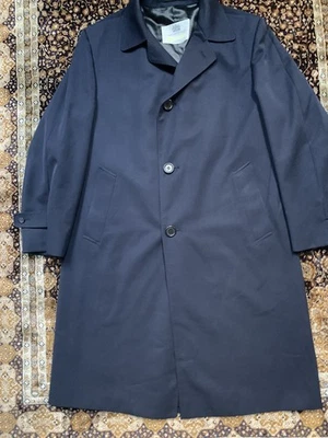 Antigo Sobretudo Aquascutum Lã Marinha Resistente ao Vento Água Meio Raglan Masculino 40R - Imagem 1 de 4