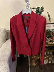 White House Black Market Red Double Breasted Blazer size 8 Holiday - Picture 1 of 6
