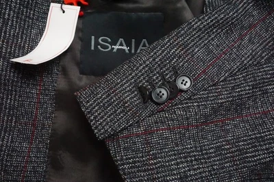 Isaia Napoli Blue Red Mottled Plaid Wool Sport Coat Jacket 38R NEW - Image 1 of 4