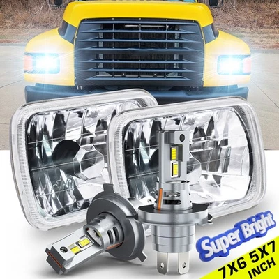 Pair Fit Ford F600/700/800 FT900 F-100 5x7 7x6" LED Headlights Hi/Lo Sealed Beam - Image 1 of 4