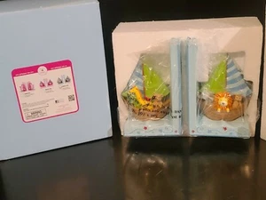 NEW IN BOX Dream Time Blue Hand Painted Bookends by Pink Poppy - Picture 1 of 7