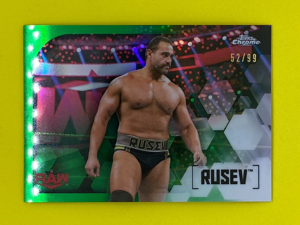 Rusev WWE Topps Chrome 2020 Green Numbered /99 Parallel Wrestling Trading Card - Image 1 of 1