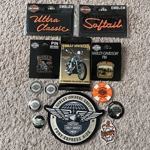 Harley-Davidson Assorted Lot Patches, Cards, Pins, Stickers  - Picture 1 of 9
