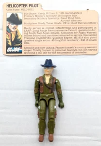 G.I. Joe Wild Bill Helicopter Pilot Figure & File Card VTG 1983 - Picture 1 of 3
