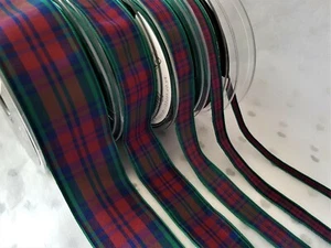 Berisfords Tartan ribbon Scottish Approved Designs -  LINDSEY - 7 10 16 25 40mm  - Picture 1 of 4