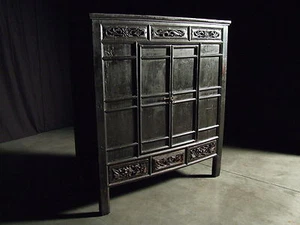 Beautiful Chinese Black Walnut Warrior Cabinet Antique - Picture 1 of 12
