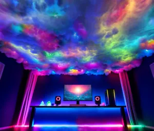 Thunder Smart LED 3D Huge Ceiling Cloud Light, Atmospheric Bedroom, Sound Sync, - Picture 1 of 9