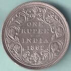 BRITISH INDIA 1862 VICTORIA QUEEN 0/4 DOT ONE RUPEE RARE SILVER COIN
