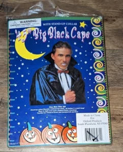 VINTAGE NEW BIG BLACK CAPE 45" VAMPIRE DRACULA CAPE STAND UP COLLAR - Picture 1 of 2