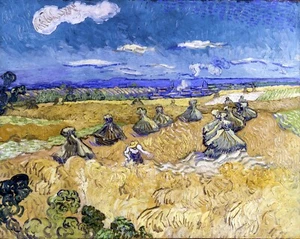 Wheat Fields with Reaper Auvers Van Gogh Giclee Archival Fine Art Paper Repro - Picture 1 of 2